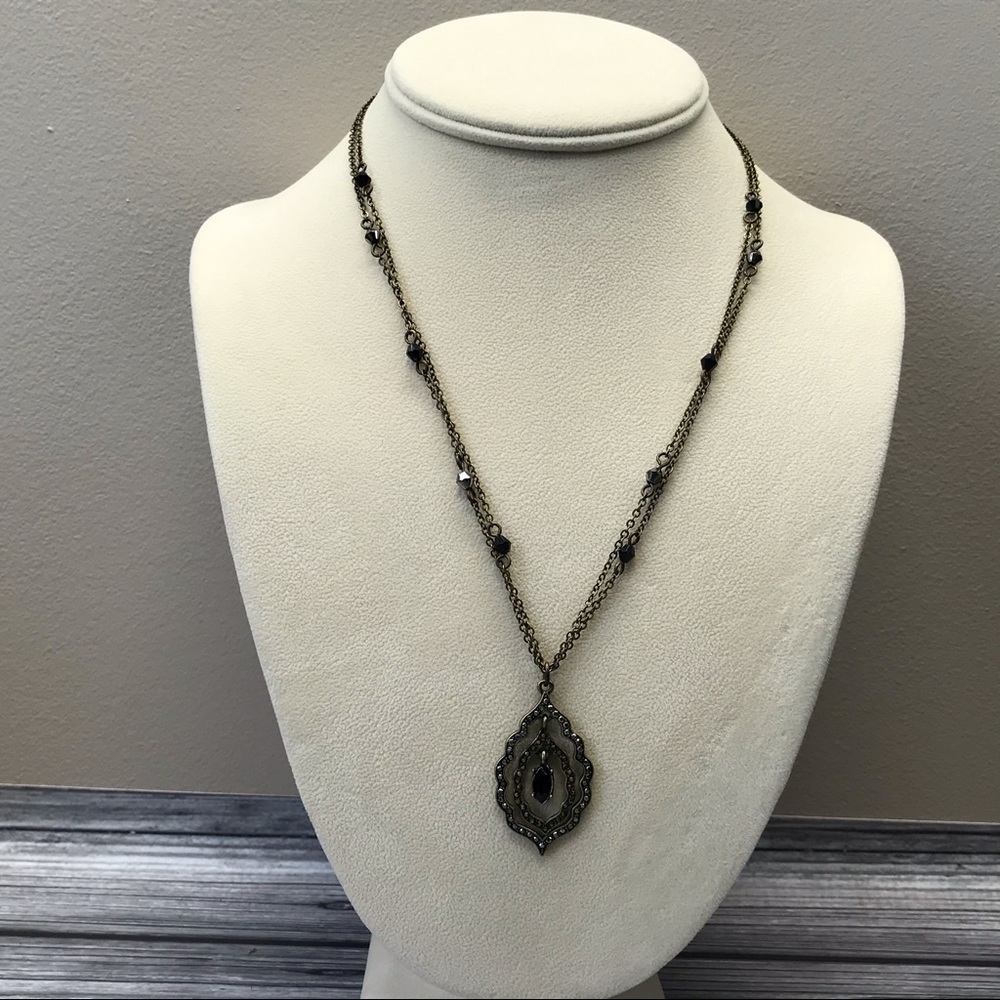 SAQ black and bronze multistrand necklace